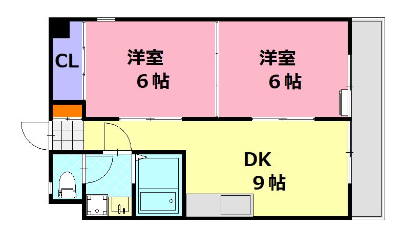 橋本ビル(2DK/2階)の間取り写真
