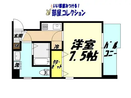 ボヌール三萩野(1K/4階)の間取り写真