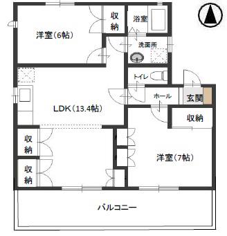 レジデンス岩田A棟(2LDK/2階)の間取り写真