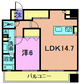 ザ・プレミア新潟萬代橋(1LDK/7階)の間取り写真