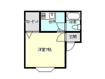 メゾンドール・弘前(1K/1階)の間取り写真