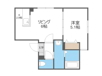 ALPHA発寒南(1LDK/2階)の間取り写真