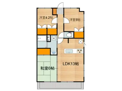 ジュエールマンション(3LDK/2階)の間取り写真