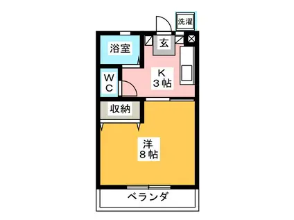 アクティ三田 西棟(1K/2階)の間取り写真