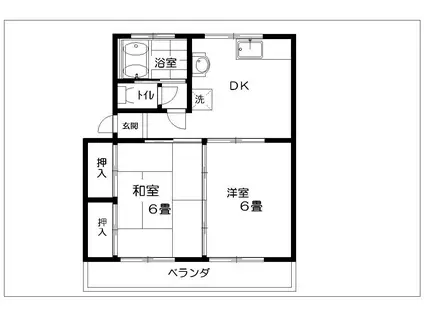 むつみマンション(2DK/2階)の間取り写真