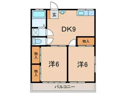 コーポ倉本A(2DK/2階)の間取り写真