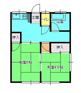 青海荘(2K/1階)の間取り写真