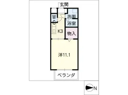 リオン高見(1K/2階)の間取り写真