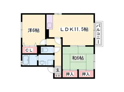 エスポワールI(2LDK/1階)の間取り写真