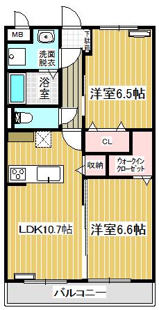 グランド・メゾン大野原A棟(2LDK/3階)の間取り写真