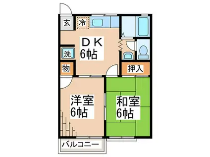 山口ハイツA(2DK/2階)の間取り写真