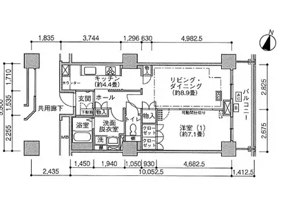 Jタワー西大井(1LDK/17階)の間取り写真