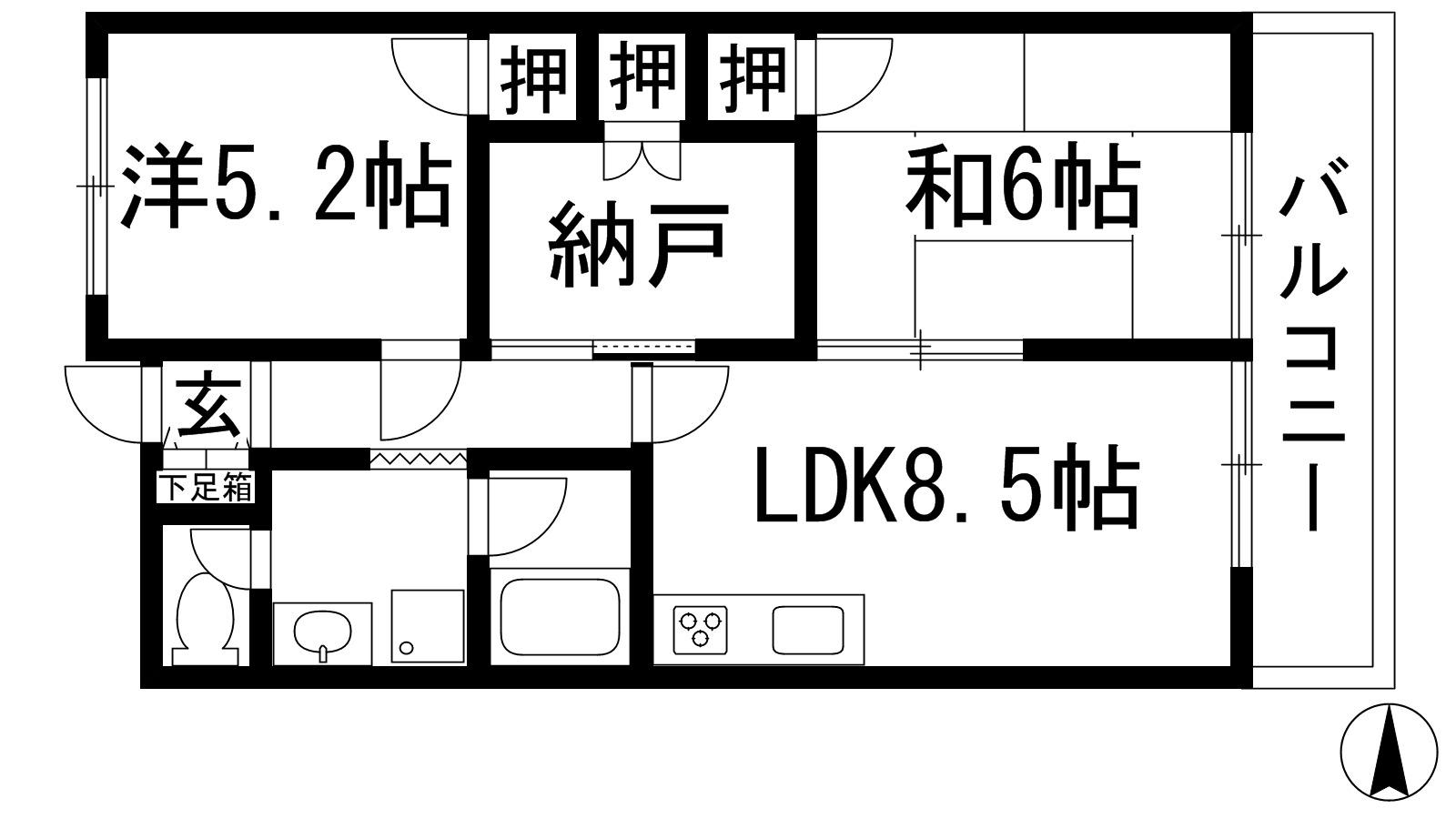 ハイツ竹田(2SLDK/3階)の間取り写真