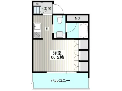 ヴィルラフィーネ東新宿(1K/3階)の間取り写真