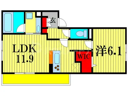 K・TH(1LDK/2階)の間取り写真