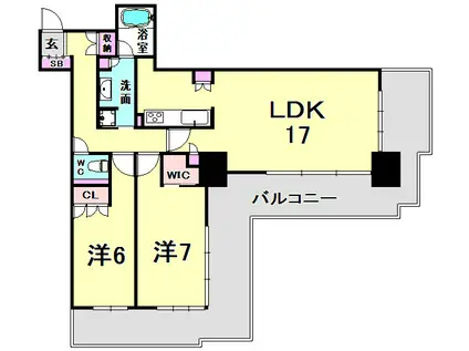 トア山手 ザ・神戸タワー(2LDK/19階)の間取り写真