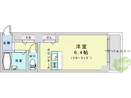 CASA KAWATA(ワンルーム/4階)の間取り写真