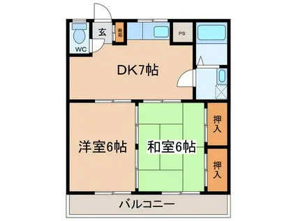 コーポ・サンライズ(2DK/2階)の間取り写真