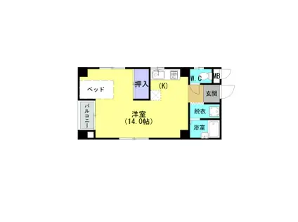 セジュール新屋敷(ワンルーム/2階)の間取り写真