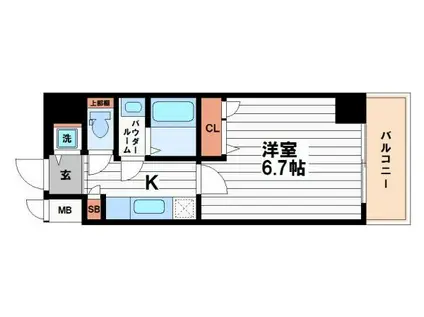 シャルマンフジ大阪城南(1K/5階)の間取り写真