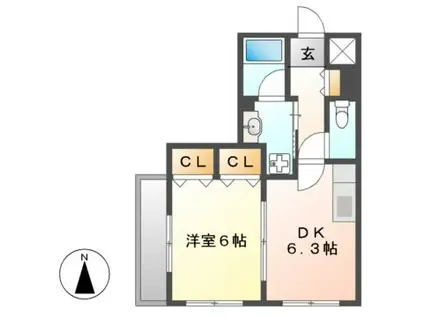ガーディアン千代田(1DK/8階)の間取り写真