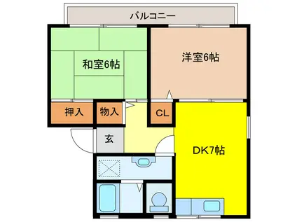 セジュール・タカ(2DK/1階)の間取り写真