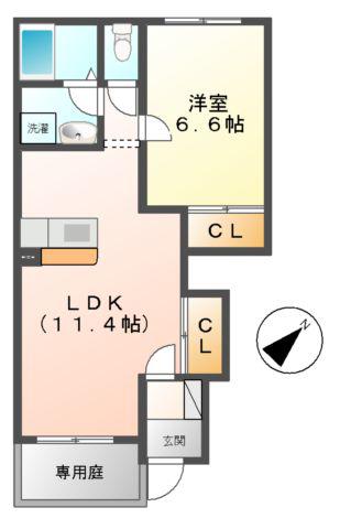 エルシャトーIII(1LDK/1階)の間取り写真