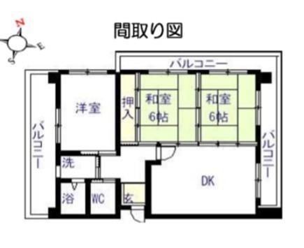 クリーンピア広畑夢前川(3DK/4階)の間取り写真