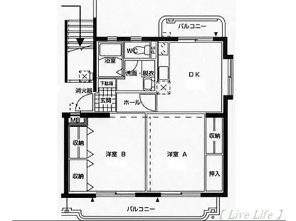 PISO熊野(2DK/1階)の間取り写真