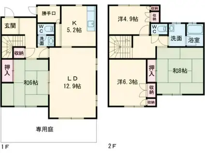 東生駒さつき台ローレルコート(4LDK/1階)の間取り写真