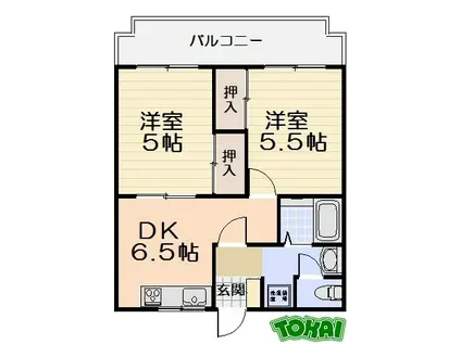 中央マンション松阪(2DK/2階)の間取り写真