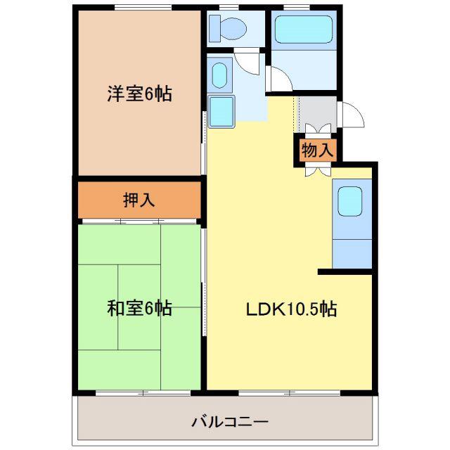 第2大幸ハイツ(2LDK/4階)の間取り写真