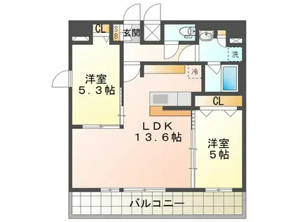 S‐RESIDENCE四日市安島ALOGGIO(2LDK/11階)の間取り写真