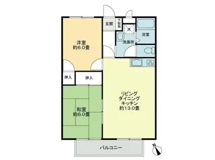 フォブール勅使B(2LDK/2階)の間取り写真