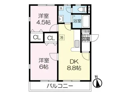 グレース美博(2DK/3階)の間取り写真