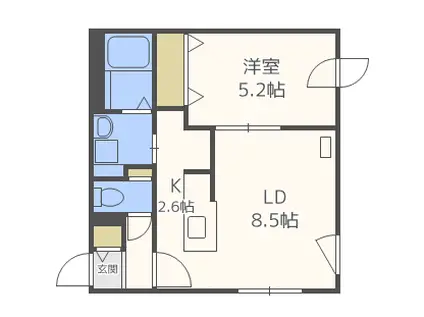 ミカエルアルファ(1LDK/4階)の間取り写真