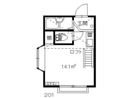 ベルコート東大和(1K/2階)の間取り写真