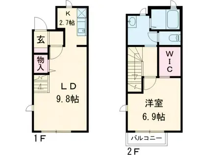 ルクール新西方 A(1LDK/1階)の間取り写真