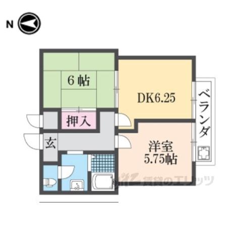 シャンテ渡辺(2DK/2階)の間取り写真