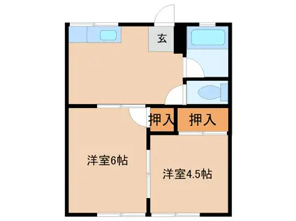 田中コーポ(2DK/1階)の間取り写真