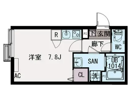 IXO DAITA VALLEY(1K/1階)の間取り写真