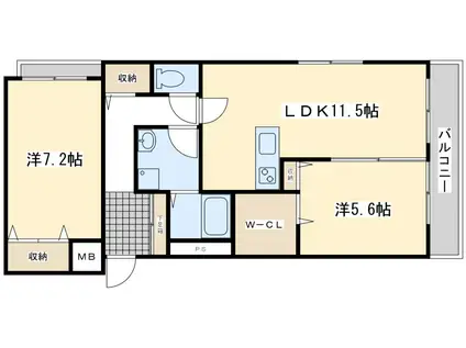 ハーモニック・プラネット(2LDK/1階)の間取り写真