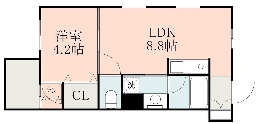 ヒーローマンション南郡元(1LDK/3階)の間取り写真