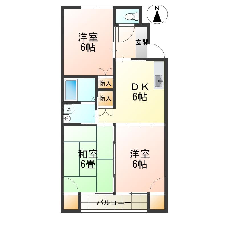 ハートフル桜田(3DK/2階)の間取り写真
