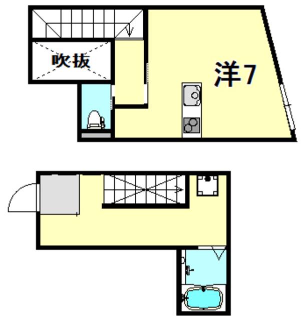 グランシャルム芦屋(ワンルーム/2階)の間取り写真