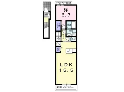 ラティアII A(1LDK/2階)の間取り写真
