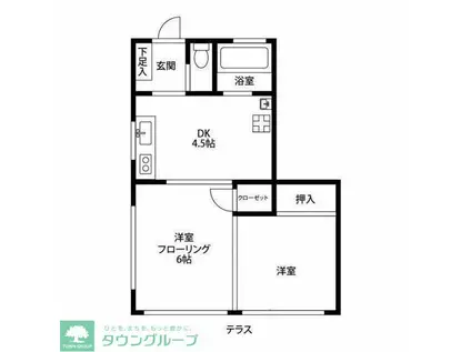 コーポ弥生(2DK/1階)の間取り写真