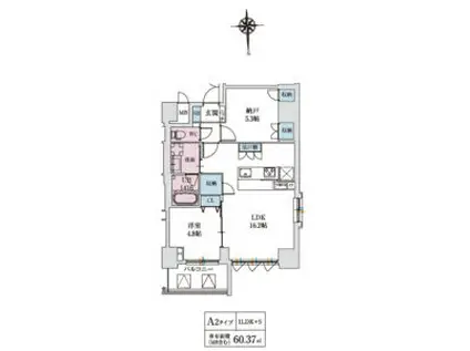 スプランディッド上本町ウエスト(1SLDK/11階)の間取り写真