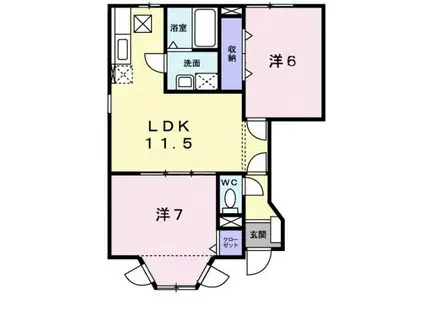 エスポアール III(2LDK/1階)の間取り写真