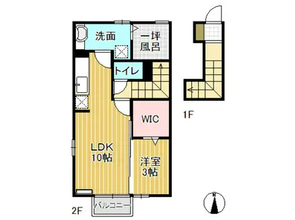 ＪＲ城端線 砺波駅 徒歩12分 2階建 築11年(1LDK/2階)の間取り写真